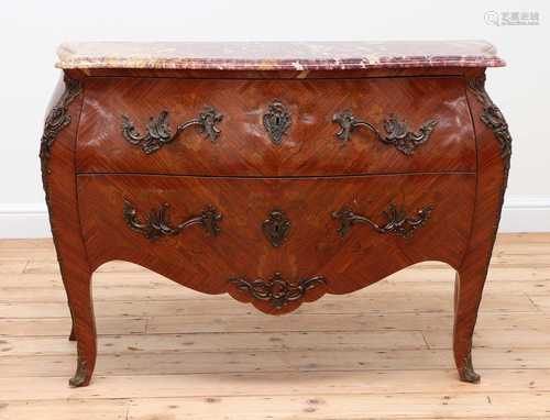 A French Louis XV-style serpentine commode,