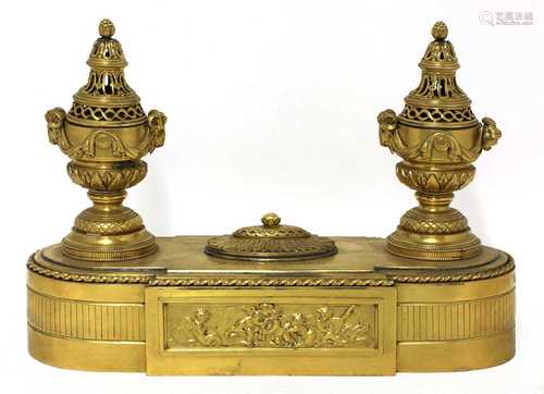 A Swedish Empire gilt-bronze standish,