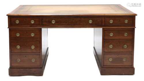 A late Regency mahogany partners' desk,