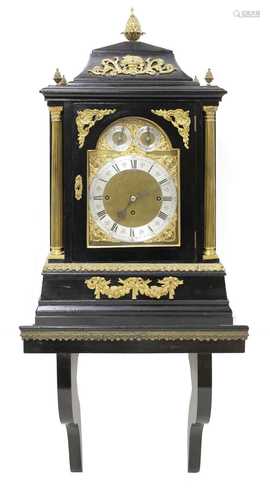 A large ebonised musical bracket clock,