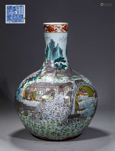 A QING STYLE PORCELAIN SKY BALL VASE