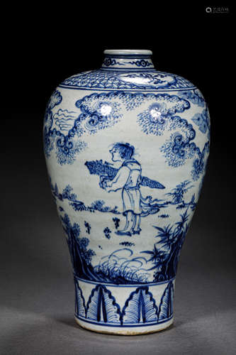 A MING STYLE PORCELAIN PLUM FLOWER VASE OR MEIPING