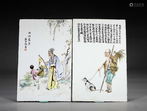 A PAIR OF CHINESE HAND-PAINTED PORCELAIN PLAQUES