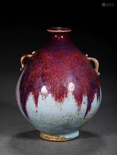 A YUAN STYLE JUN YAO WARE FLAMBE GLAZE PORCELAIN ZUN