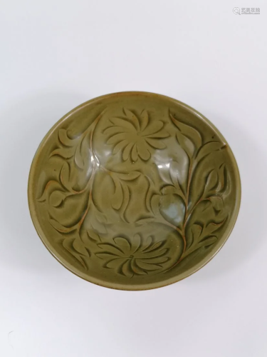 Fine Celadon peony bowl