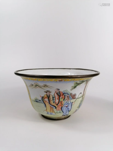 A large Chinese enamel bowl