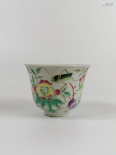 A Chinese famille rose cup