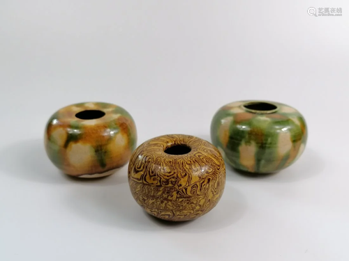 THREE Small Sancai-Glazed waterpots