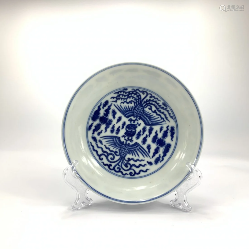 BLUE AND WHITE PHOENIX DISHES