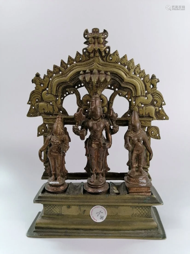 A Hinduism god shrine standing three god statues