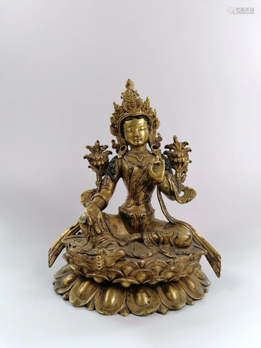 A Sino-Tibetan green Tara Statue