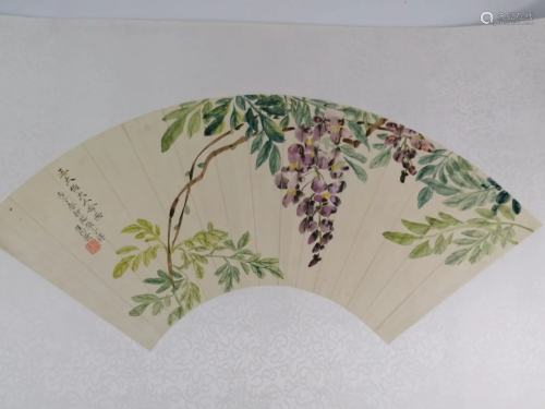 A Chinese watercolour plant Fan leaf