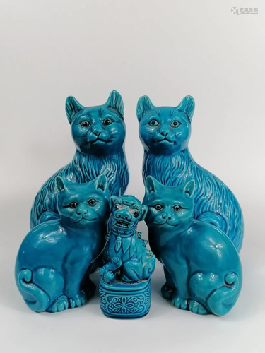 A group of Turquoise Blue glazed porcelain animal