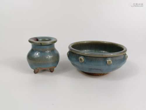 A Jun Ware tea bowl and small censer