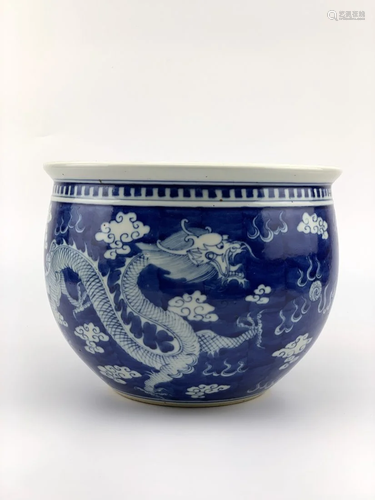 Chinese Blue & White Fish Bowl