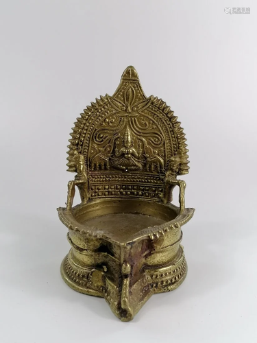 Indian copper Hinduism goddess Lakshmi ritual stand