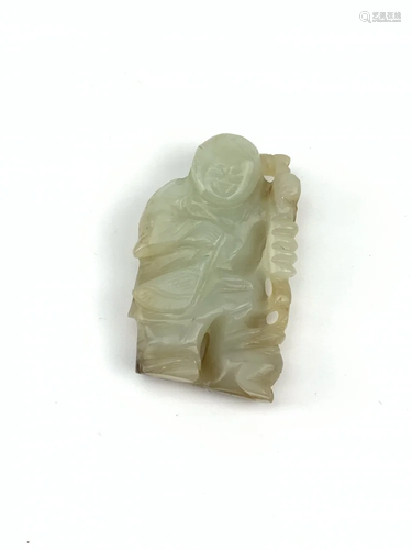 A pale green jade carving of LIUHAI