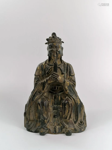 A bronze gilt Wenchang Daoist deity statue