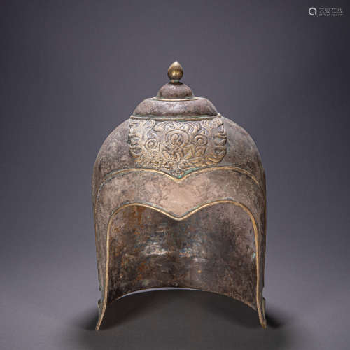 CHINESE GILT SILVER HELMET, LIAO DYNASTY
