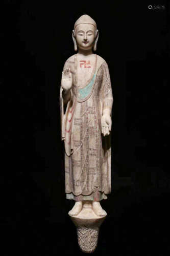 CHINESE WHITE MARBLE BUDDHA STATUE, NORTHERN QI DYNASTY