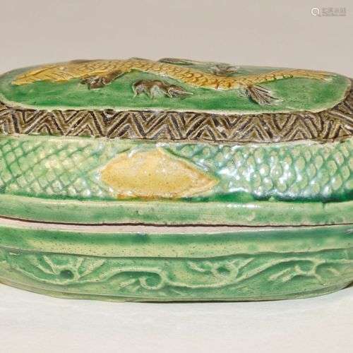 Antiquités chinoises, jarre ovale (l. 10,5 cm), probablement...