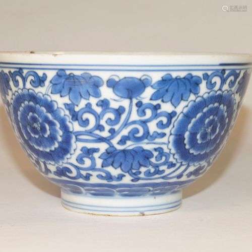 Antiquités chinoises, bol avec marque à six caractères (d. 1...