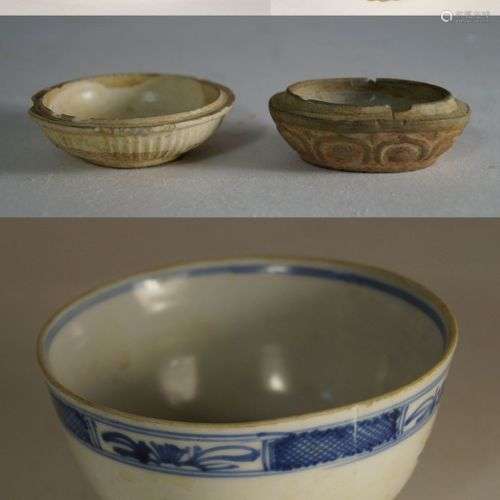 Antiquités chinoises, assemblage de porcelaine, cinq pièces,...