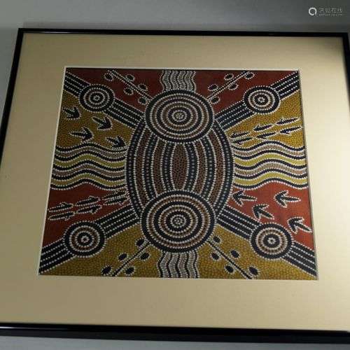 Antiquités, Varia, motif Aborigènes (28 x 27,5 cm),peinture ...