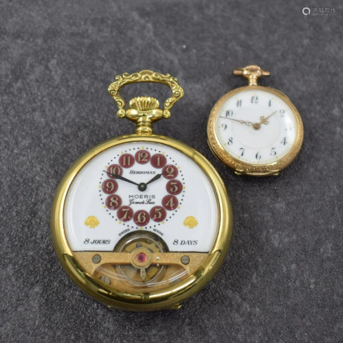 Set of 2 open face pocket watches