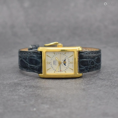 ORIS rectangular wristwatch with moon phase & date