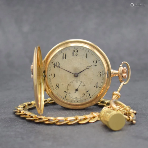 JANUS 14k pink gold hunting cased pocket watch