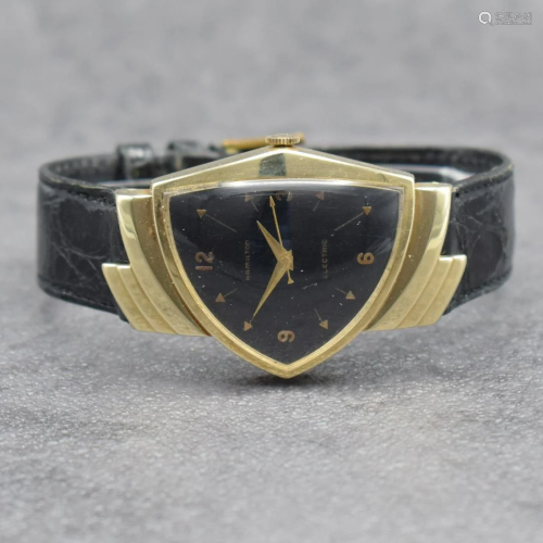 HAMILTON ELECTRIC rare 14k yellow gold gents wristwatch