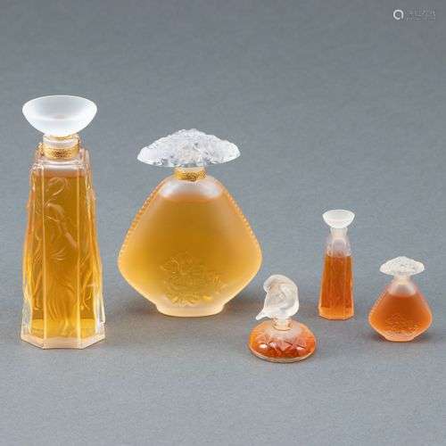 5 Flakons Cristalleries Lalique & Cie,