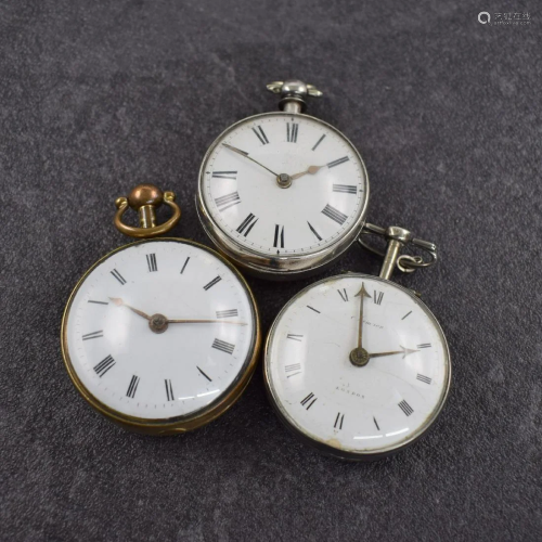 4 English verge watches, England around 1800 -1850