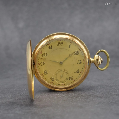14k pink gold hunting cased pocket watch