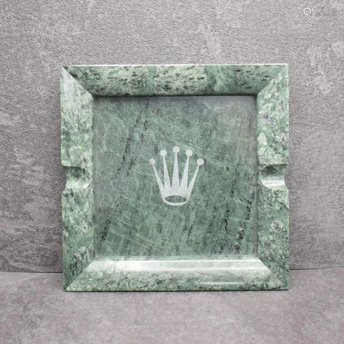 ROLEX green marble ashtray, Switzerland around 1980
