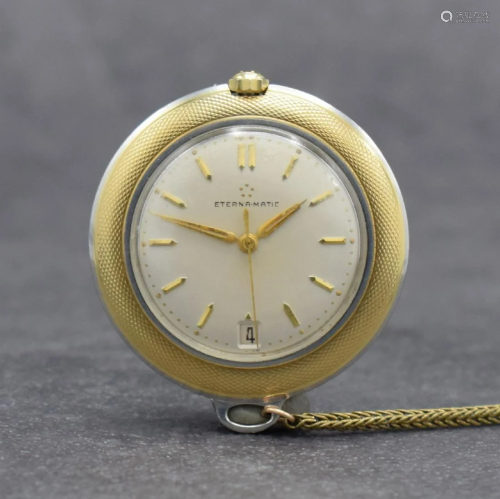 ETERNA-MATIC Golfer pocket watch in steel & gold