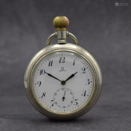 OMEGA 2 open face pocket watches in nickel