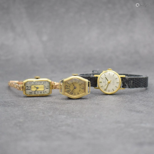 Set of 3 ladies gold wristwatches