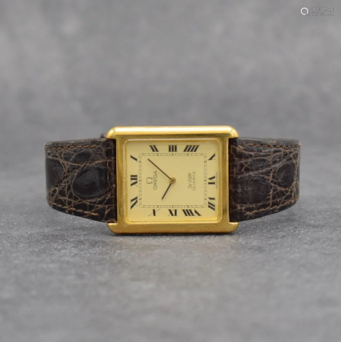 OMEGA De Ville 18k yellow gold rectangular wristwatch