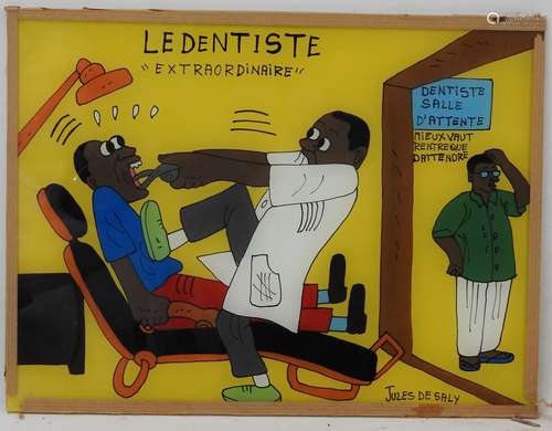 JULES DE SALY (XX, Sénégal). Fixé sous verre. Le dentiste « ...