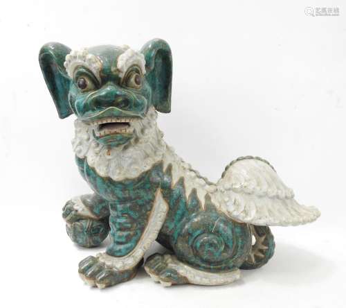 CHINE : Chien de fô en céramique polychrome. XXème. 50 x 62 ...