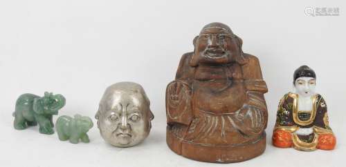CHINE et JAPON : lot comprenant un bouddha en bois sculpté (...