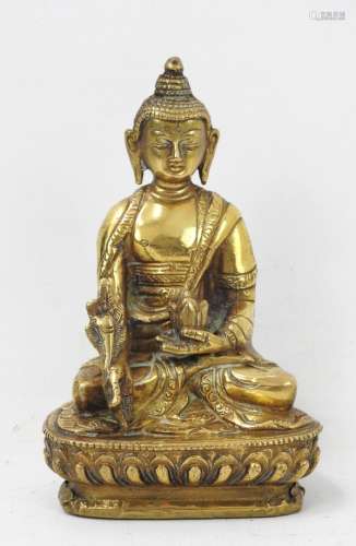 ASIE DU SUD EST : Bouddha assis en tailleur. Sujet en bronze...