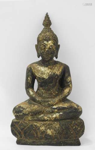 ASIE DU SUD EST : Bouddha en bois sculpté et doré. Haut.: 27...