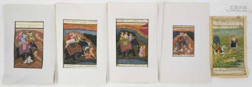 INDE : SUITE de cinq aquarelles miniatures représentant des ...