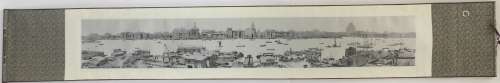 CHINE : Panorama de la baie de Sanghai en 1934. Impression s...