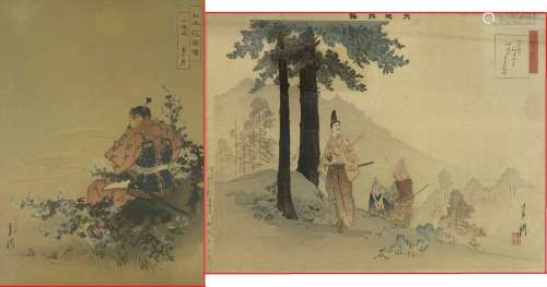 Ogata GEKKO (1859-1920) Deux estampes représentant pour l'un...
