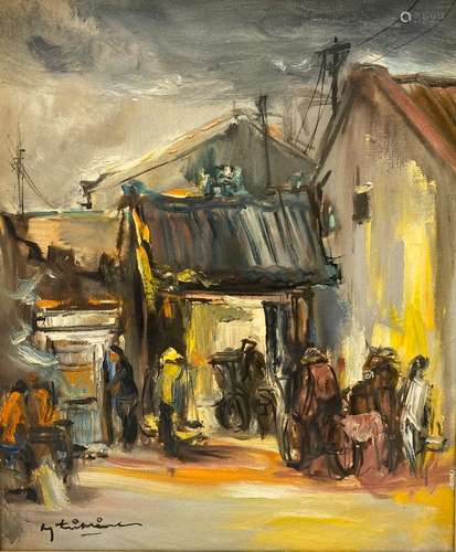 Tri Minh NGUYEN (1924-2010) Scène de marché à Saïgon (1955-1...