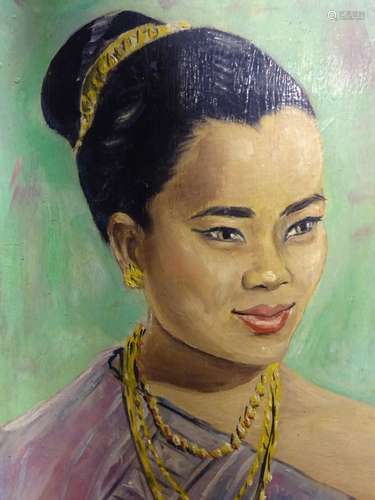 J. H. VILLE Portrait d'une jeune laotienne Huile sur isorel ...